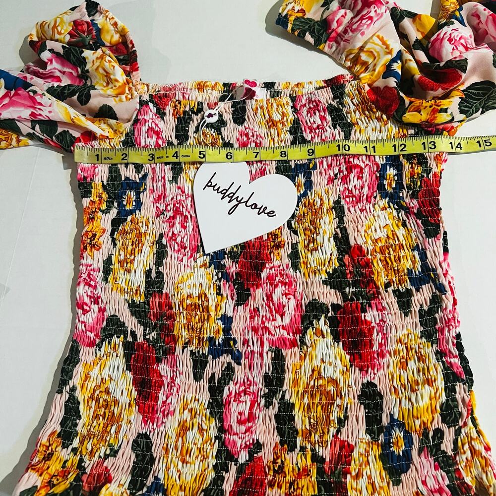 Buddy Love Floral Smocked Long Sleeve Top Size S Small NWT Yellow Multi - Picture 6 of 8